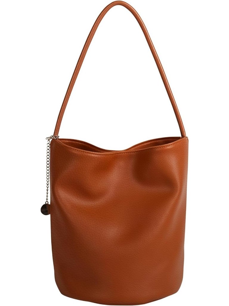 Stylish Magnetic Bucket Bag For Women, Soft Leather Shoulder Purse With Zipper